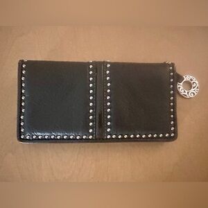 Dark green leather Brighton studded wallet